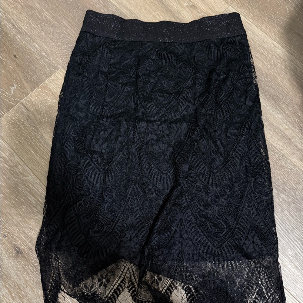 Knee length Elegant Black Lace Skirt